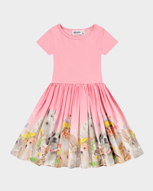Girl's Cissa Animal-Print Como Dress, Size 3T